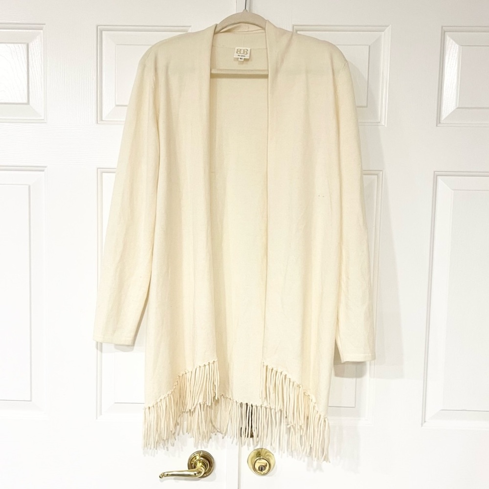 Boo Gemes | 100% Merino Wool Fringe Open Front Cardigan